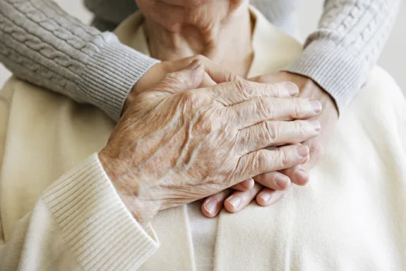 Mature female in elderly care facility