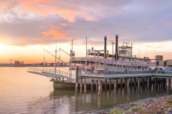 New Orleans paddle steamer in Mississippi river
